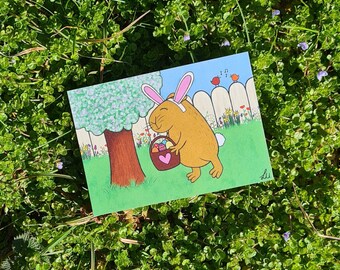 Carte de Pâques Capybara | Carte postale Capybara | Carte de vœux Capybara | Carte de Pâques mignonne/drôle | Cadeau de Pâques | A6 | lui | ici