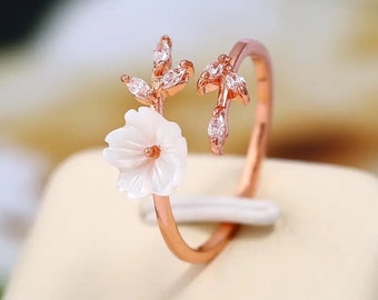 Sakura Cherry Blossom Rose Gold Ring door AlphaEmpire Diamante, Japan Ring, Roze Ring, Rose Gold Ring, Ring voor mannen en vrouwen