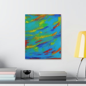 Swimming, original art.  office hotel or home decor. Canvas Gallery Wraps