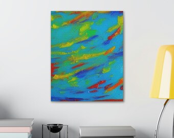 Swimming, original art.  office hotel or home decor. Canvas Gallery Wraps