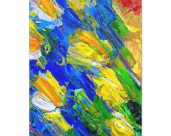 Flowers in a rain shower, Spring flowers, tulips, bouqet, garden flowers, Canvas Stretched, 1.5''