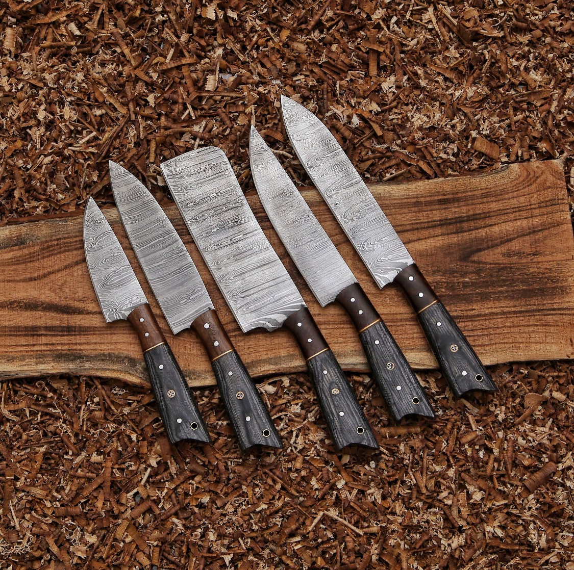 Hand Damascus Chef's Knife Set of 5 BBQ Knife Kitchen Knife Gift