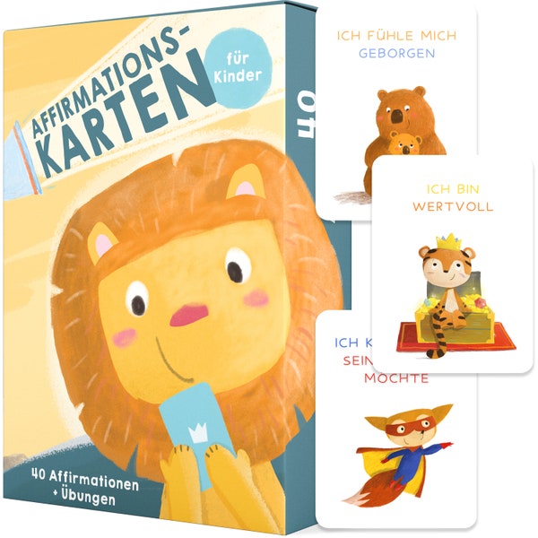 Kwii&Kwii – Affirmationskarten für Kinder – Ab 3 Jahre – Mit Pädagogen entwickelt - 40 Achtsamkeitskarten + Übungen – Mutmachkarten - unisex