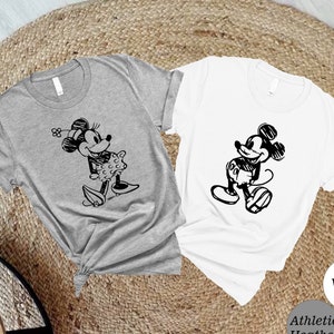 Mickey and Minnie Sketch Shirt, Mickey and Minnie Mouse Shirts, Vintage Mickey Minnie, Retro Disney Tee, Mickey Ears, Disney Family Vacation