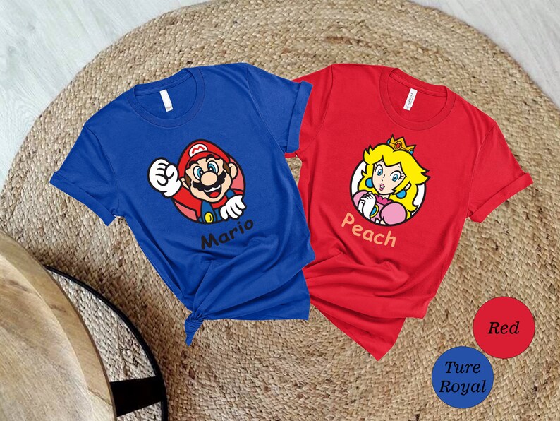 Super Mario Nintento World Shirt, Super Mario and Princess Peach Couple