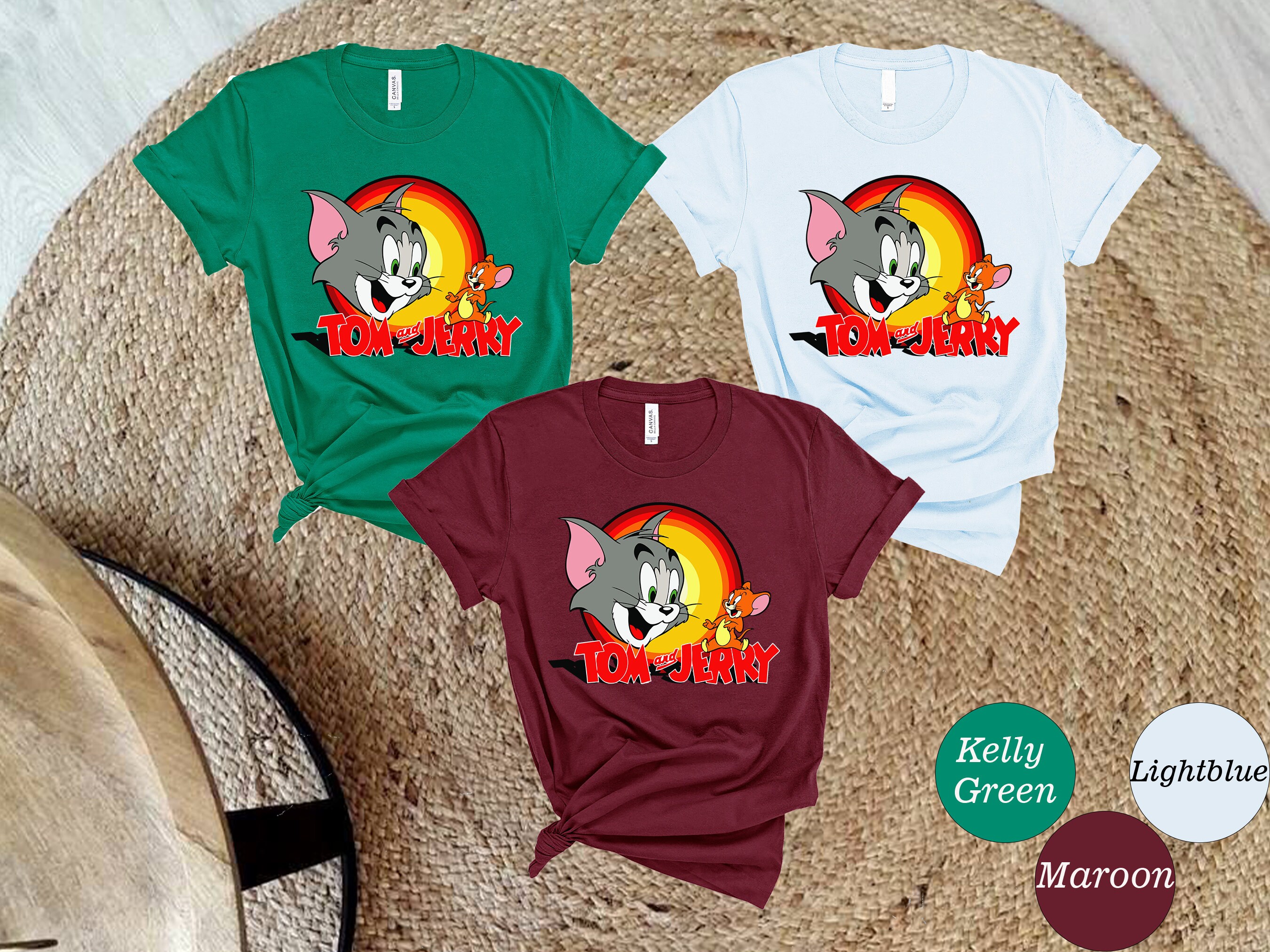 T-shirt Manches Longues Tom & Jerry Vintage – Taille L – Noir Tie-dye – Occasion Très Bon état