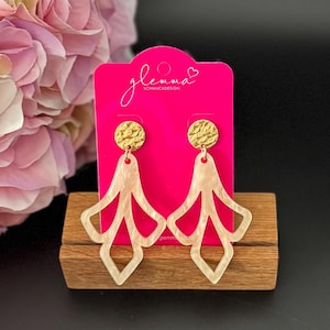 Sand colored resin - ornament earrings, statement earrings, must have,