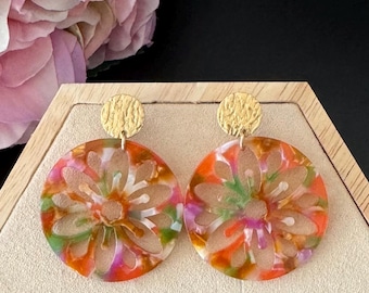 Florale Resin Ohrringe, bunt, Statement Ohrringe, Must have