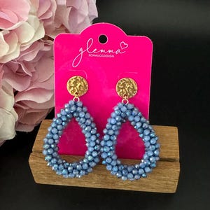 Blue Faceted Pearl Earrings