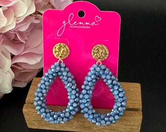 Blue Faceted Pearl Earrings
