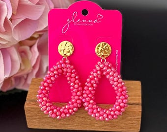 Pink faceted pearl earrings