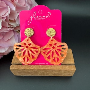 Orange Resin Earrings, Statement Earrings