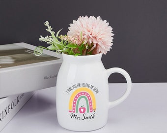 Teacher Gift, Personalized Vase, Custom Rainbow Plant Pot, Personalized Teacher Planter, Appreciation Gift, Back to School Gift, Desk Decor
