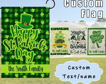 Custom St. Patrick's Day Garden Flag, Personalized Double-Side Outdoor Flag, Happy St. Patrick's Day Garden Flag, Lwan Decor, Yard Decor