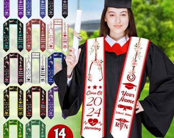 Personalized Nursing Graduation Stoles, RN Nursing Stole Graduation Class Of 2024, Custom Name Graduation Stole, Nursing 2024 Graduation