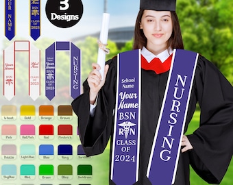 Custom Nursing Graduation Stoles, Personalized Name Graduation Stole, Customized Sashes, Customized Sashes, college graduation, Grad Gift