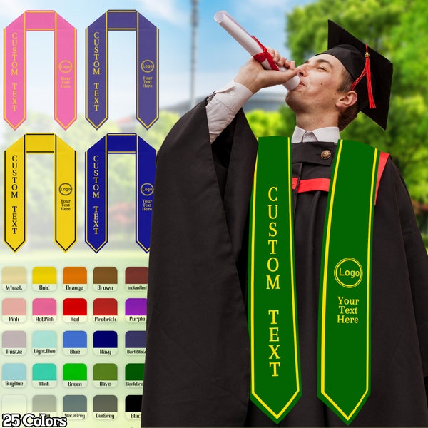 Custom Graduation Stoles, Personalized Photo Logo Graduation Stole, Customized Logo Sashes, Customized Text Sashes, 2024 Graduation Gift