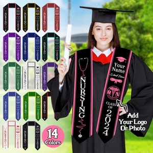 Personalized Nursing Graduation Stoles, Nursing Stole Graduation Class Of 2024, Custom Name Graduation Stole, Nursing 2024 Graduation Gift