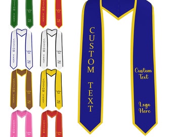 Custom Graduation Stoles, Personalized School Logo Grad Stole, Customized Name Text College Sashes, 2024 Graduation Gift, Grad Gifts Idea