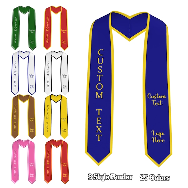Custom Graduation Stoles, Personalized School Logo Grad Stole, Customized Name Text College Sashes, 2024 Graduation Gift, Grad Gifts Idea