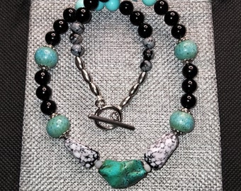 Ras de Cou 42cm Mixte Chrysocolle/Corail/Obsidienne/Amazonite/Tourmaline