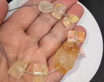 Rare lot de grosses Perles de Citrine du Brésil Brut et percéess