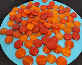 Lot petites Perles Pate de Verre rouge/orange Vintage 100gr