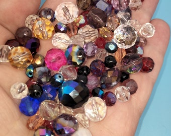 Mix lot Vintage faceted Crystal Beads