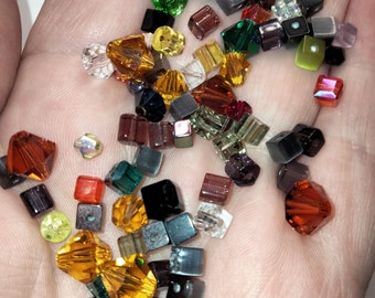 Lot of small square Vintage Swarovski Crystal Beads