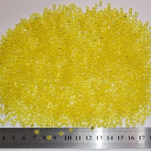 Large lot of small 3mm faceted Lucite beads, vintage lemon yellow, 1960s style