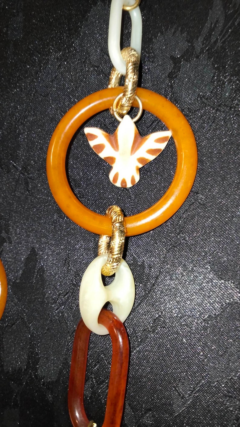 Long necklace necklace 110cm Bakelite Butterscotch Vintage style image 6