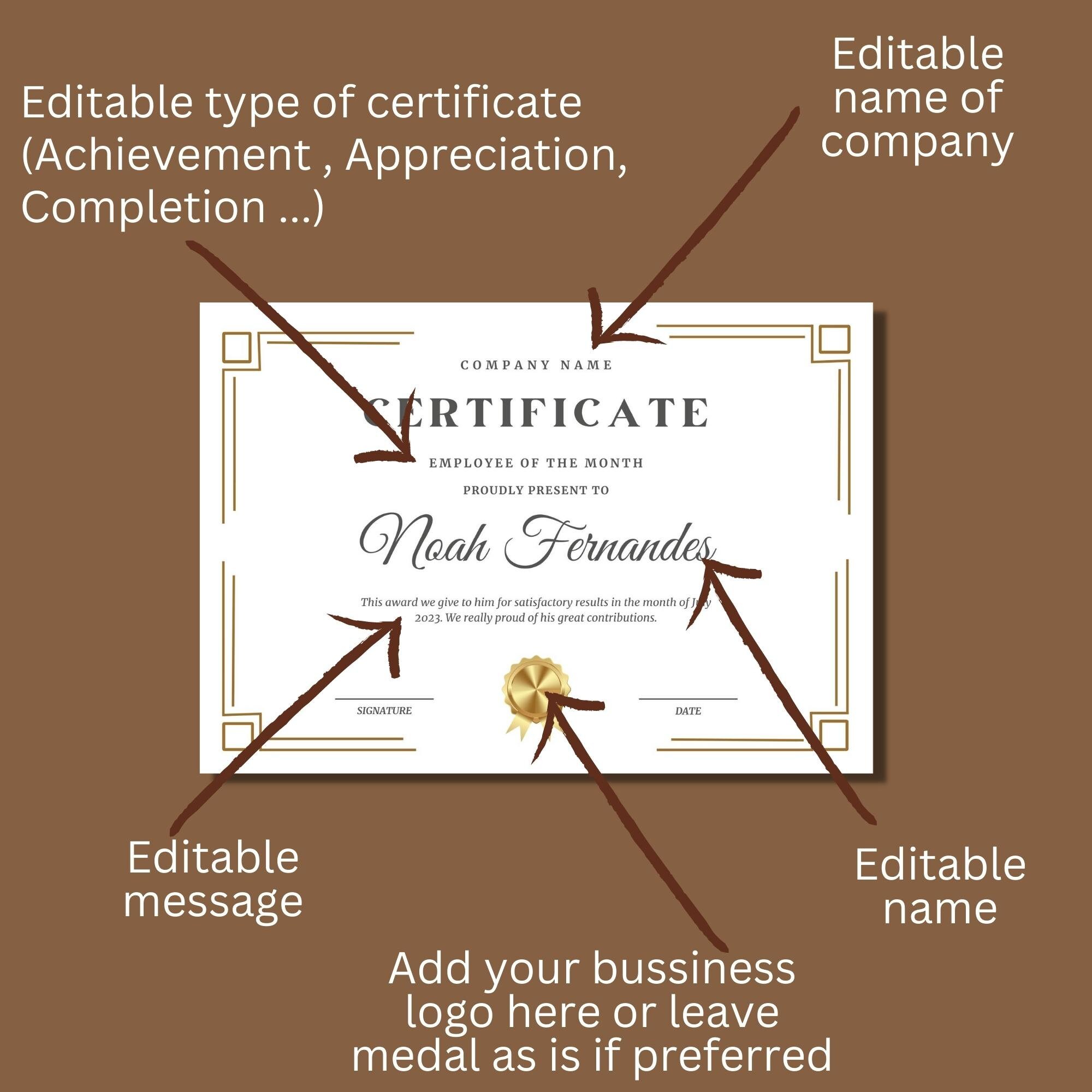 Editable Certificate of Appreciation Template, Printable Certificate of ...