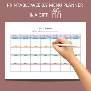 Meal Planning Printable, Kitchen Planner Printable, Weekly Meal Planner Printable, Printable Meal Planner, Template Food Diary Printable