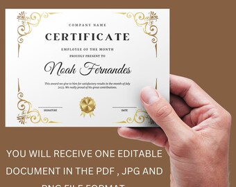 Editable Certificate of Appreciation Template, Printable Certificate of Appreciation, Easy To Edit with Canva