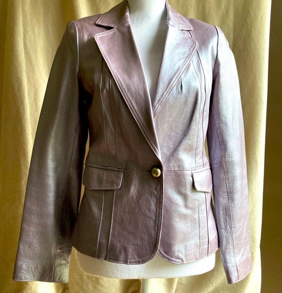 Vintage Metallic Purple Leather Worthington Jacket