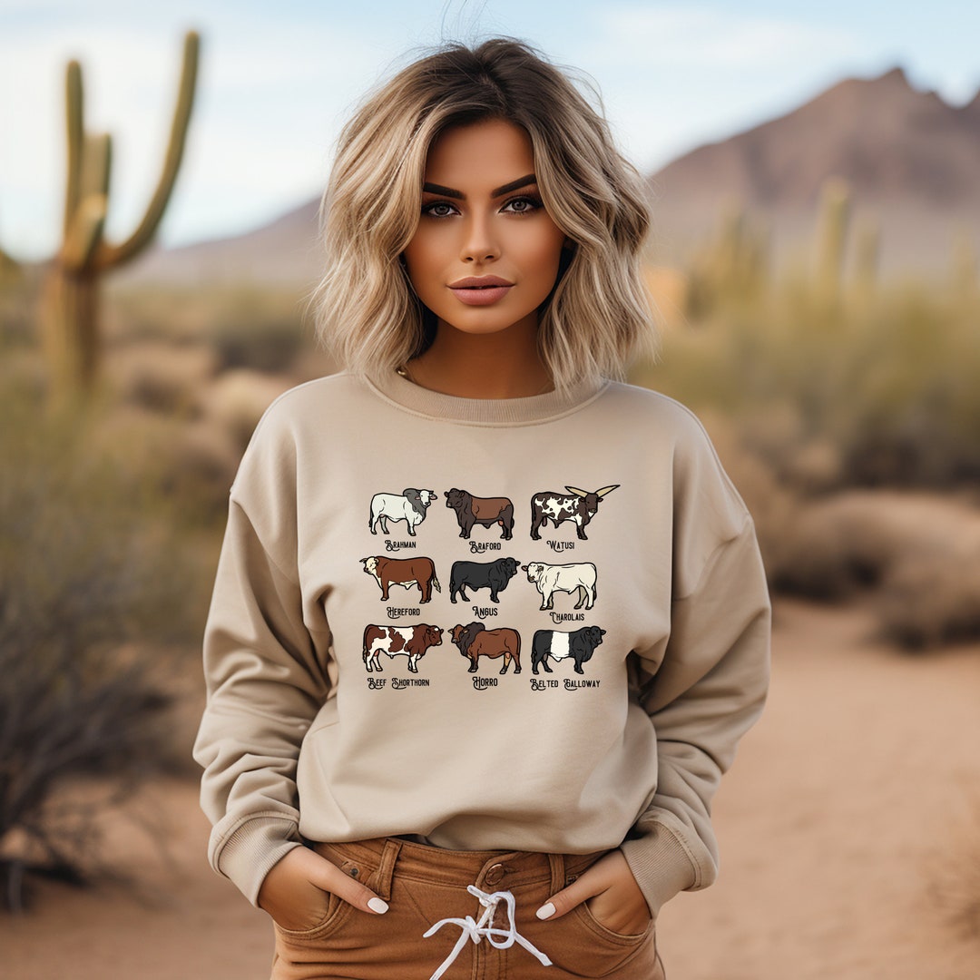 Cows Crewneck Cow Breeds Western Ranch Shirt Cowgirl - Etsy