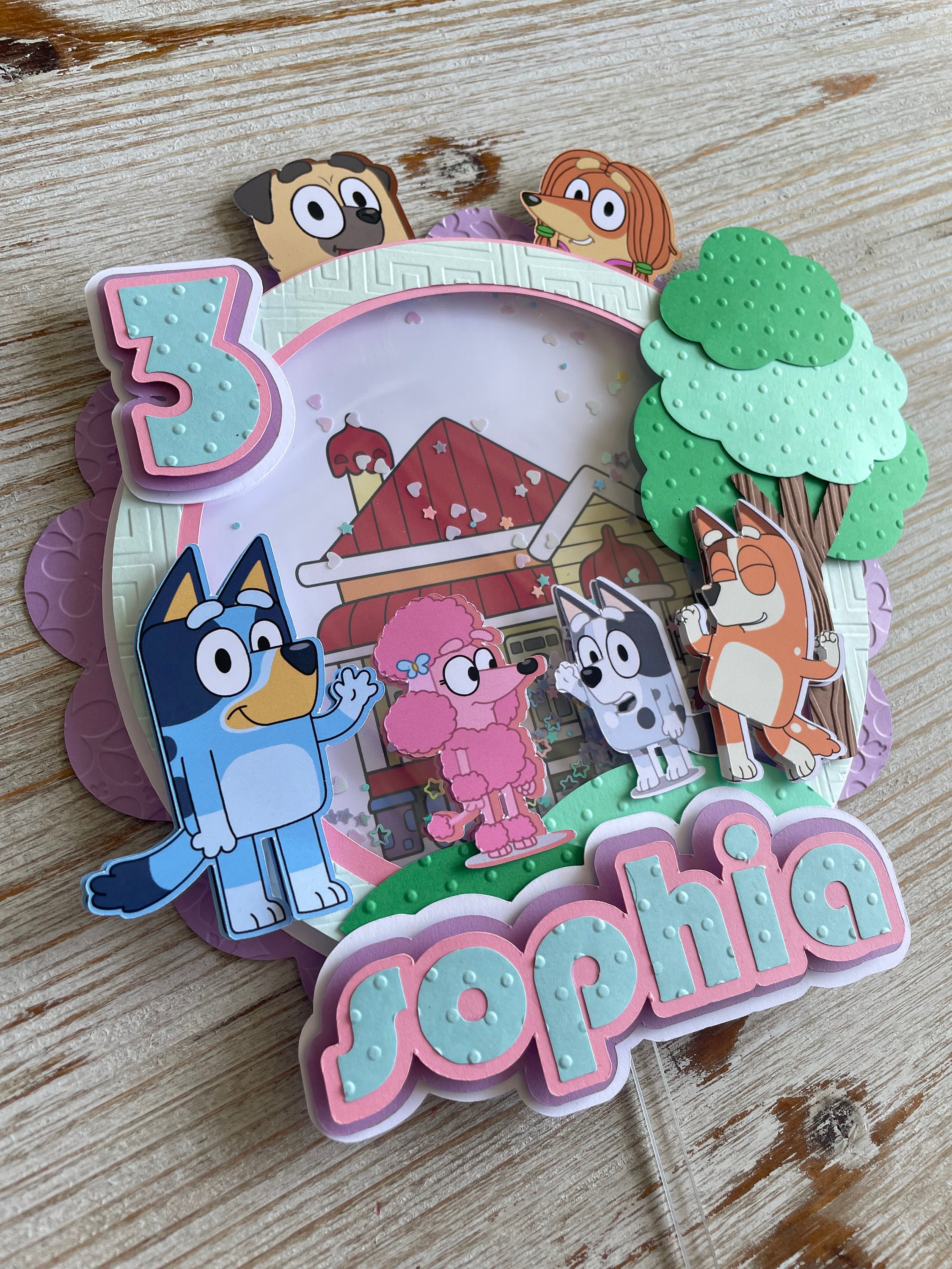 Blue dog cake topper | Shaker Cake topper | Bingo Birthday | Girl Birthday | handmade