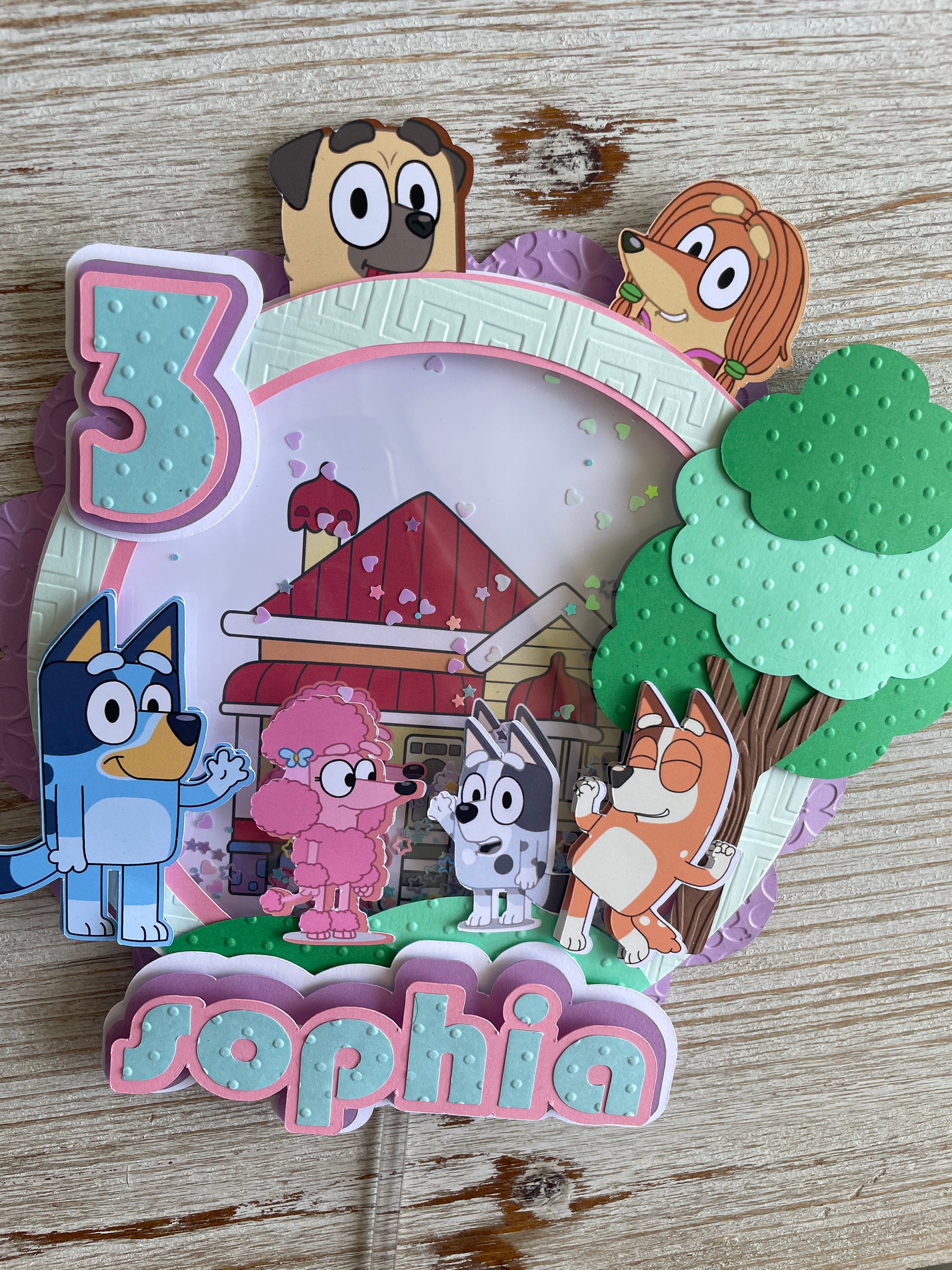 Blue dog cake topper | Shaker Cake topper | Bingo Birthday | Girl Birthday | handmade