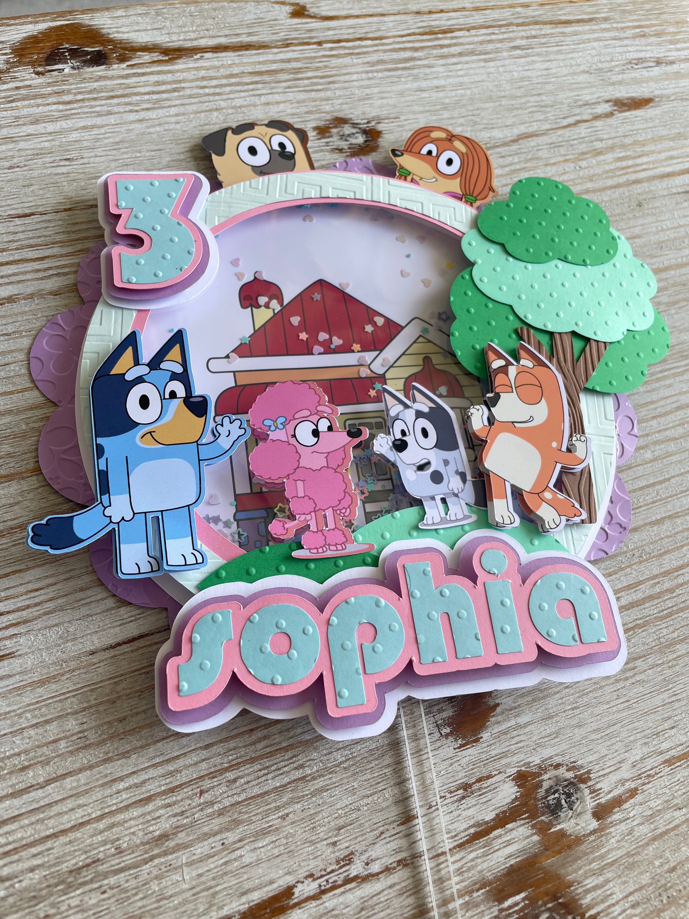 Blue dog cake topper | Shaker Cake topper | Bingo Birthday | Girl Birthday | handmade