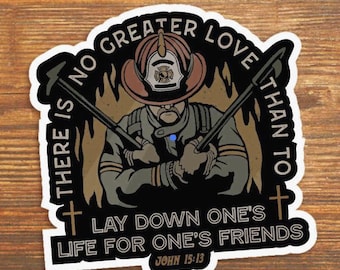 John 15:13 Firefighter Helmet Sticker