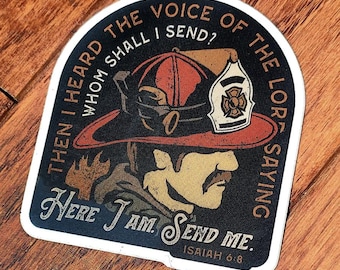 Isaiah 6:8 Firefighter Helmet Sticker