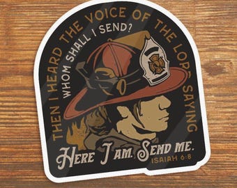 FEMALE Isaiah 6:8 Firefighter Helmet Sticker