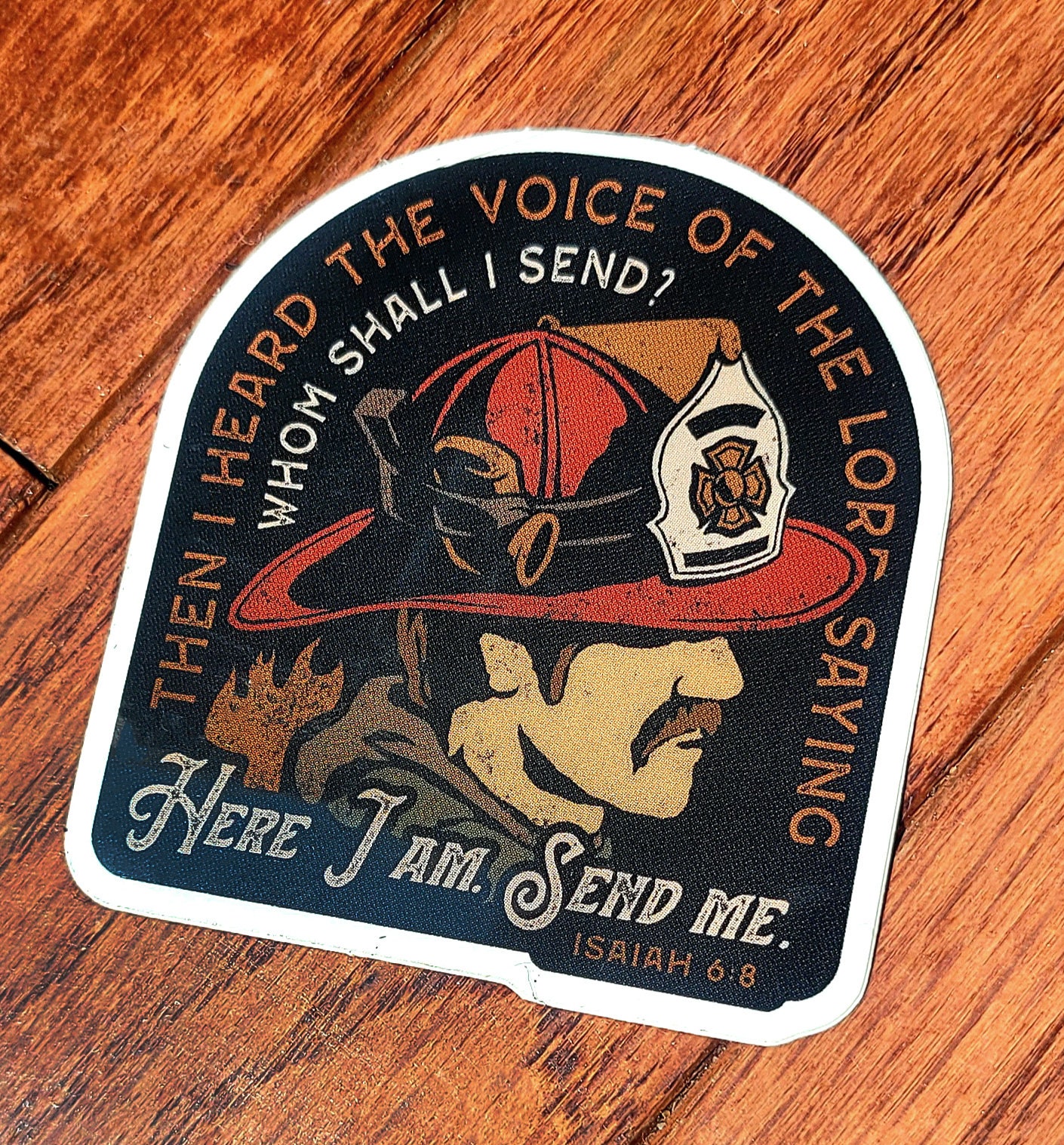 Helm Sticker Jesaja 6:8 Feuerwehrmann