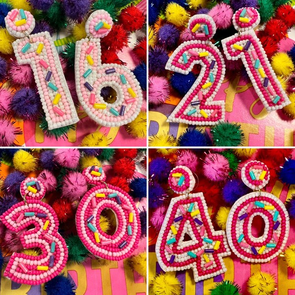 Beaded Birthday Earrings Etsy