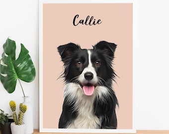 Anpassat husdjursporträtt från foto Hundminnesgåva Personlig present till förlust av husdjur Anpassad hundbild