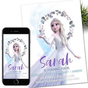 Invito FROZEN Invito compleanno Elsa Compleanno neve invernale Stampabile, modificabile Modello di download istantaneo Invito congelato