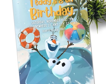 La Reine des Neiges Pool Party Invitation d'anniversaire Olaf Anniversaire d'été Modèle de téléchargement immédiat imprimable et modifiable La Reine des neiges