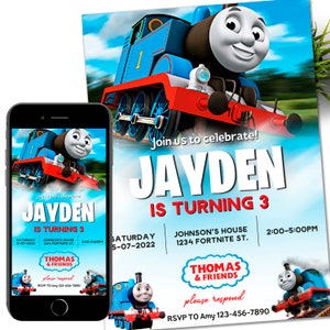 Invitación de cumpleaños de Thomas el tren, Invitación de Thomas el tren, Fiesta del tren de Thomas, Plantilla digital, Descarga instantánea