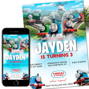Invitación de cumpleaños de Thomas el tren / Invitación de Thomas el tren / Fiesta del tren de Thomas / Plantilla digital / Descarga instantánea