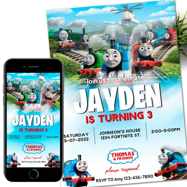 Thomas the Train Birthday Invitation | Thomas the Train invitation | Thomas train party | Digital Template | Instant Download